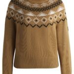 Equestrian rollneck sweater with knitted pattern, Beige